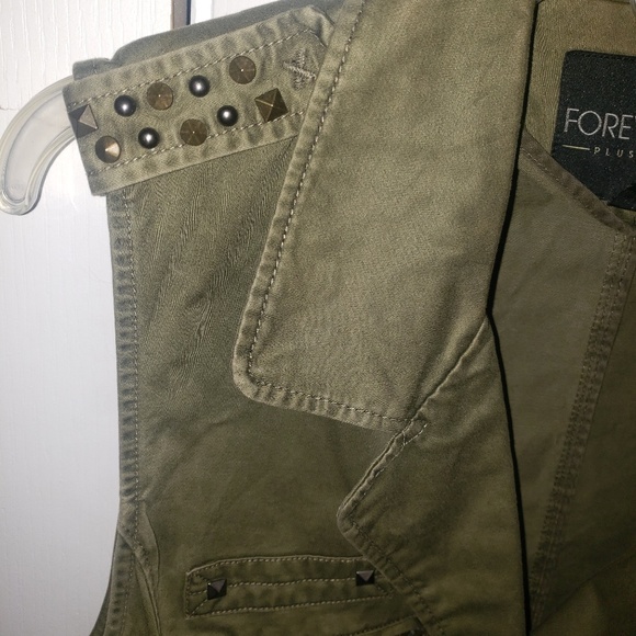 Forever 21+ olive studded vest - Picture 3 of 5
